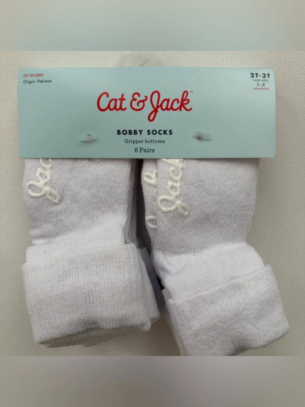 Cat & Jack Toddler 6pk Low Cut Bobby Socks  White 2T-3T: Knit, Turnback Cuf